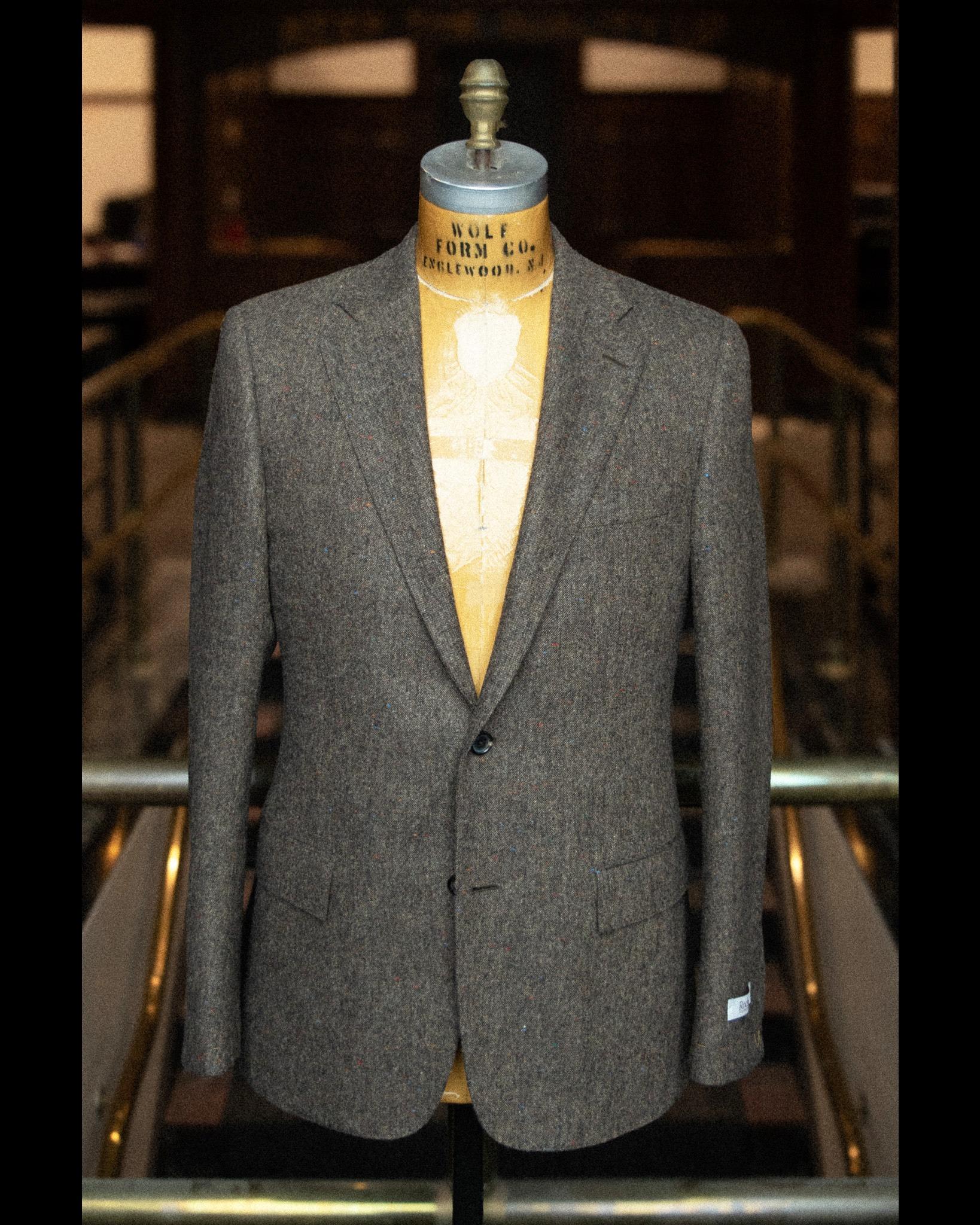 Beacon II in accented blue plaid with natural buttons